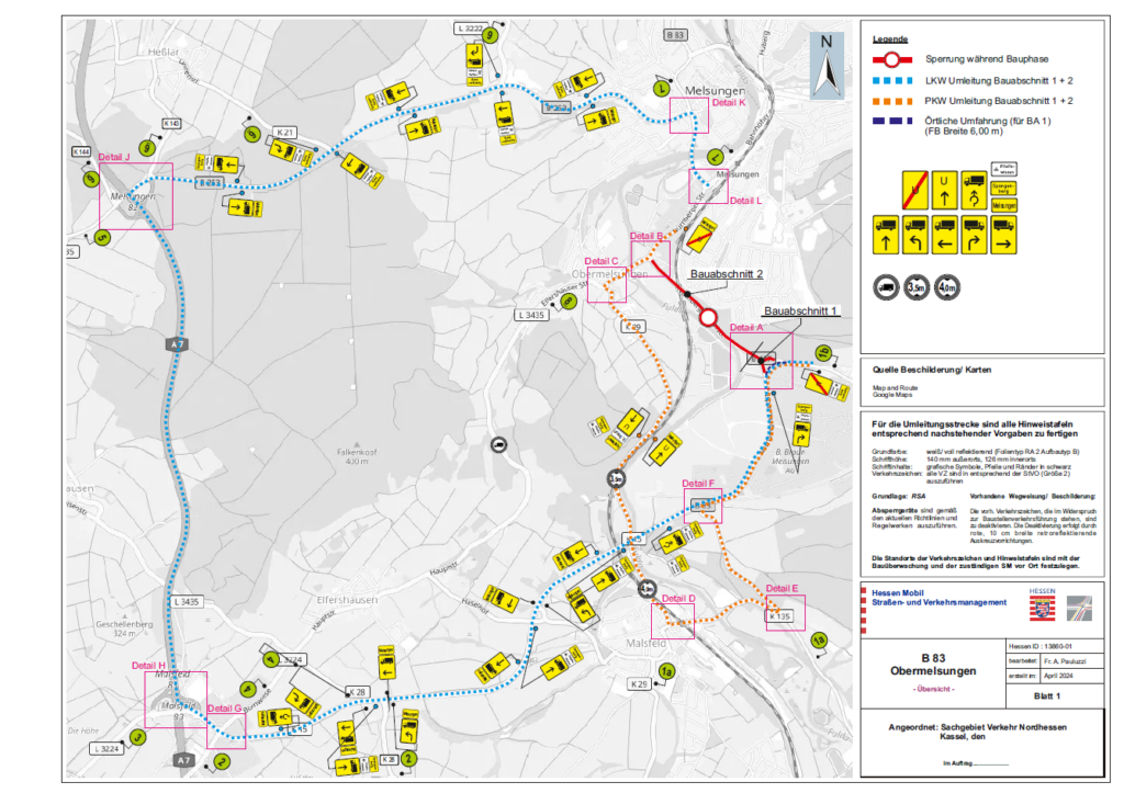 Umleitung Baumaßnahme B83 Melsungen
