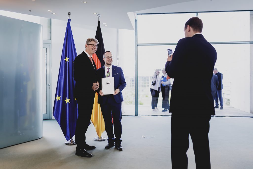 Vergabe von Foerderbescheiden im Rahmen der Kulturbauten-Offensive im Bundeskanzleramt in Berlin, 04.05.2026. / Fotografiert im Auftrag des BKM.